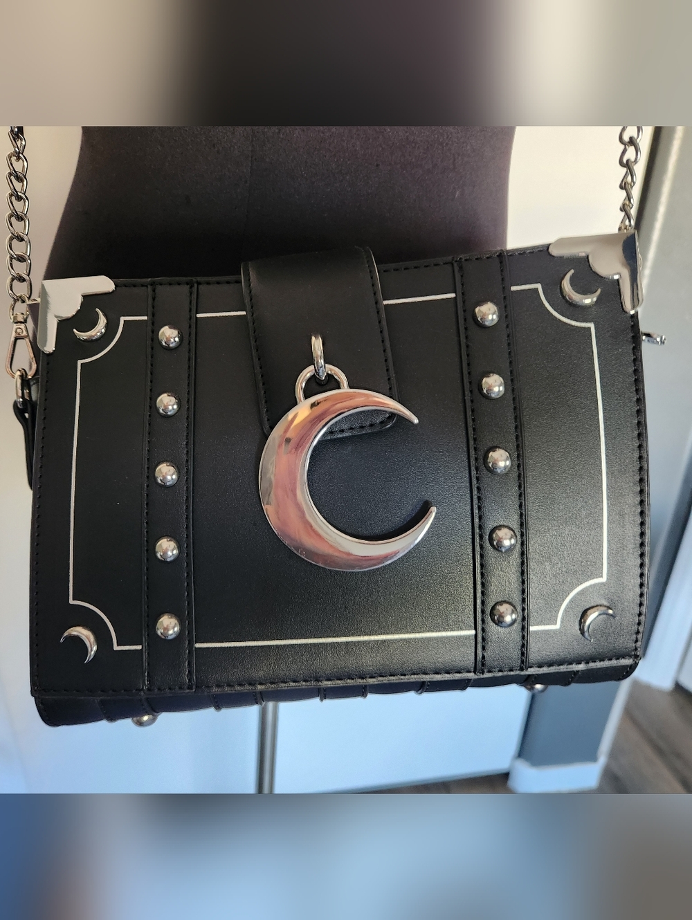 Killstar Black Crescent Moon Book Shoulder Bag